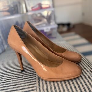 Stuart Weitzman Patent leather Nude Stiletto Heels Toe